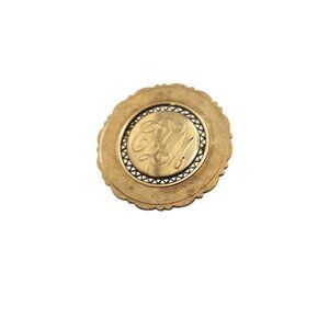 Vintage Initialed Circle Brooch (A8136)